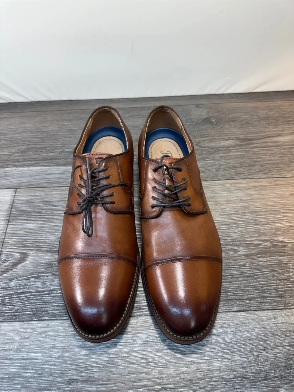 Florsheim Cognac Brown Cap-Toe Derby Shoes SZ 10.5 (h44)